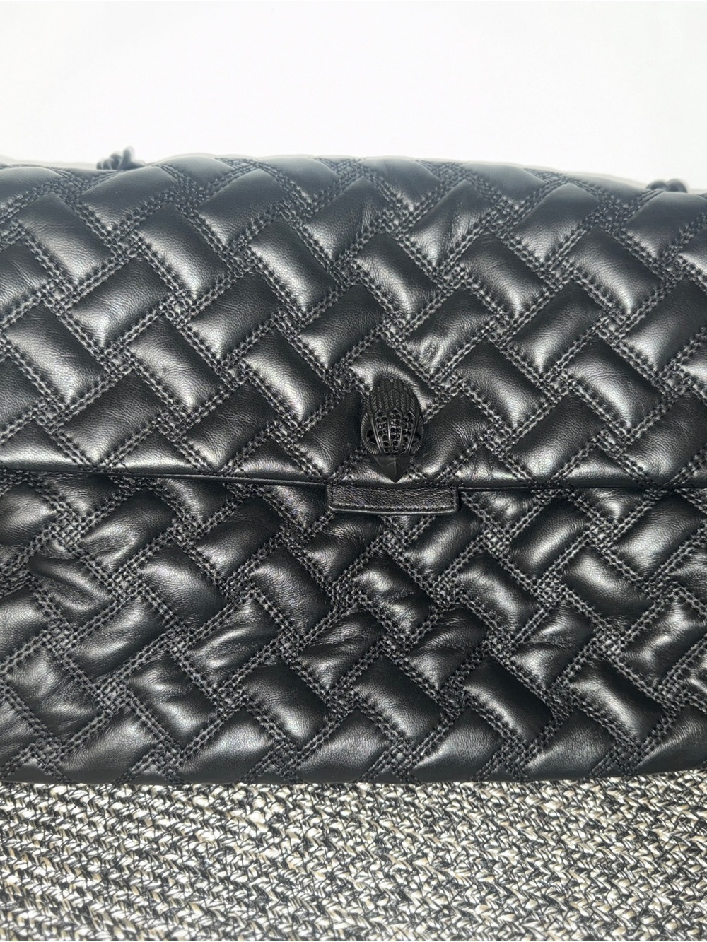 XXL KENSINGTON DRENCH BAG Black Quilted Leather Shoulder Bag